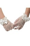 YiyiLai Femme Gants Courts avec Nœud de Papillon Mariage Blanc