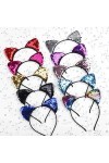 Bandeau de Chat Couleurs Assorties Serre-Tête Oreilles Bandeau à paillettes Brillant Décoration de fête pour Fille Enfant 10P