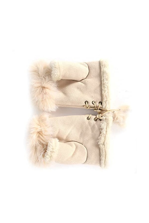 YJLGMM Lapin en Cuir de Fourrure Dame de Mitaines sans Doigts Femmes Femmes Hiver Chaleur Daim Gants dextérieur Couleur : M