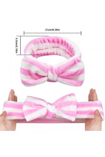 4 Pcs Bandeau Maquillage Bowknot Bandeau de Lavage Visage Spa Serre-Tête Bandeau Douche Coloré Corail Polaire Bandeau Démaqui