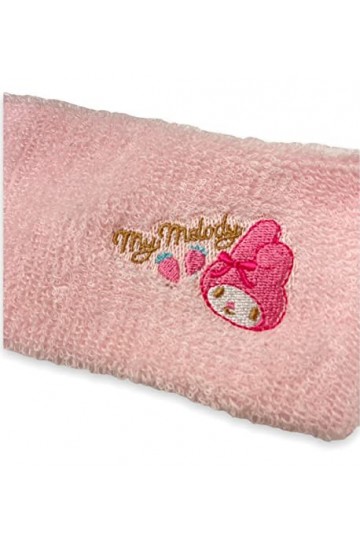 Sanrio My Melody Bandeau en tissu brodé 18 x 6,6 cm pour coiffure, lavage du visage et maquillage rose 