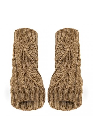 Briskorry Mitaines sans doigts pour femme avec trou pour le pouce doublées et chaudes - Douces - Longues - Chauffe-bras - Gan