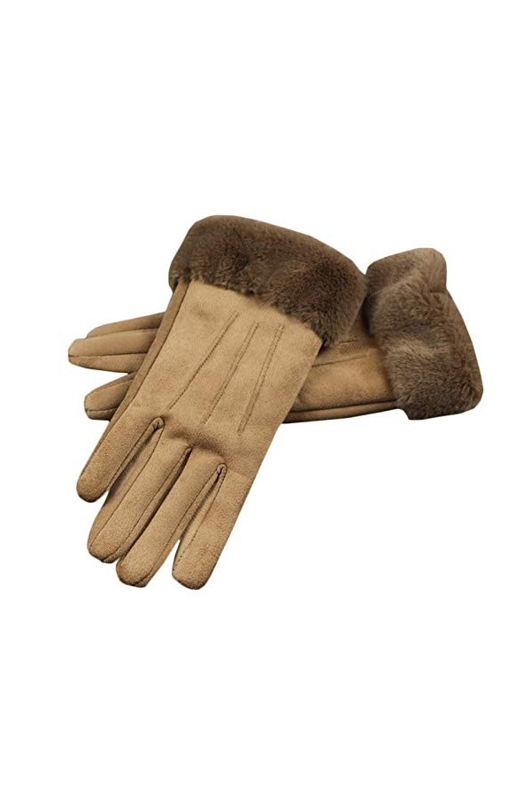 LUOXUEFEI Gants Hiver Femme Mitaines Chaudes Double Poignet en Peluche Épais Femmes Écran Tactile Gants De Conduite