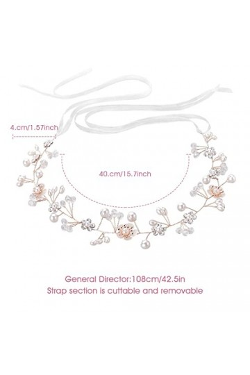 Headband Mariage Perle Bandeau de Mariée Fleur Fille Diadème Coiffure Accessoires Fleurs Cheveux Serre Tete Mariage Corolle S