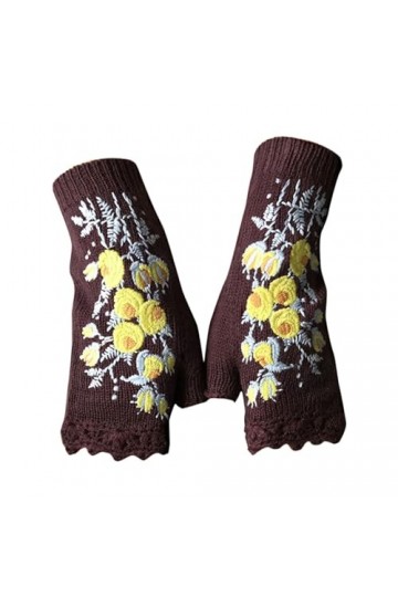 HANXIULIN Chauffe-bras en tricot pour femme avec trou pour le pouce extensible avec trou pour le pouce Gants sans doigts pour