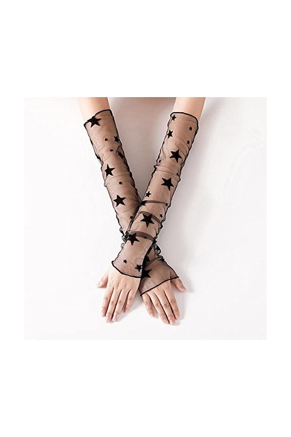 Modis Gants dété pour femme - Protection solaire UV - Courts - En soie glacée - En dentelle - Pour conduite sur écran tactil