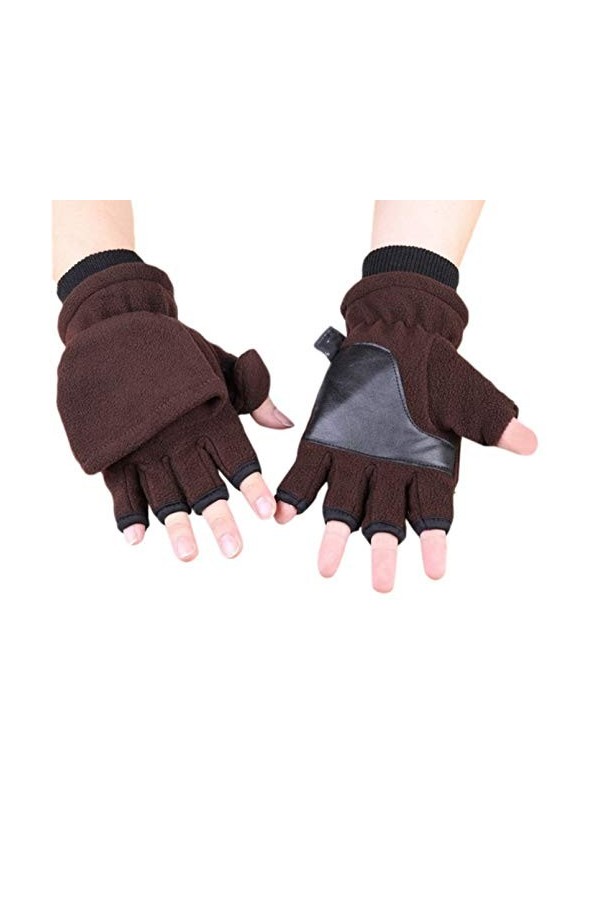 LUOXUEFEI Gants Gants dhiver Demi-Doigt Double Couche Épaissir Écran Tactile Mitaines Convertibles sans Doigts Couverture Ch