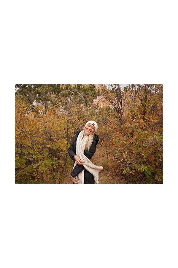 Funky Junque Bonnet ample surdimensionné avec écharpe Infinity assortie, Avoine pom – Confettis chenille, Taille unique