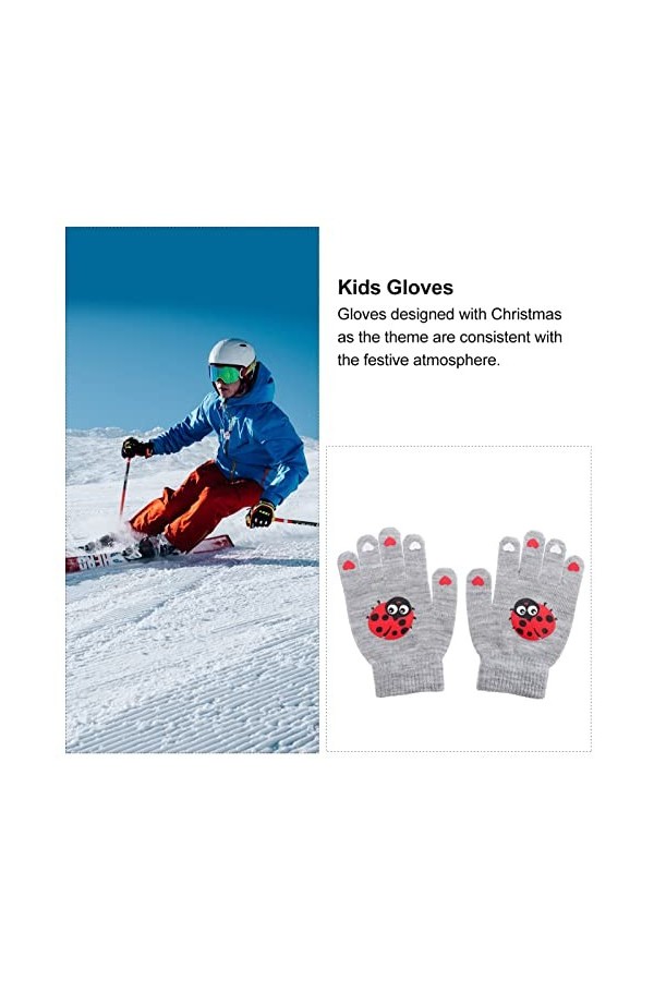 INOOMP Lot de 5 paires de moufles de snowboard pratiques - Gants chauds et coupe-vent pour enfants