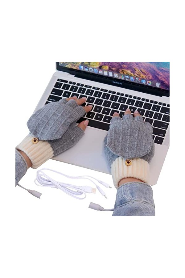 FASSME Mitaines chauffantes – Gants électriques rechargeables pour taper dans le bureau froid | Moufles dhiver chaudes, mita