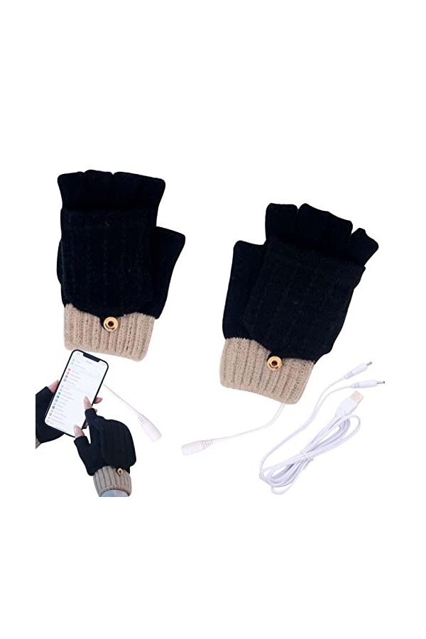 FASSME Mitaines chauffantes – Gants électriques rechargeables pour taper dans le bureau froid | Moufles dhiver chaudes, mita