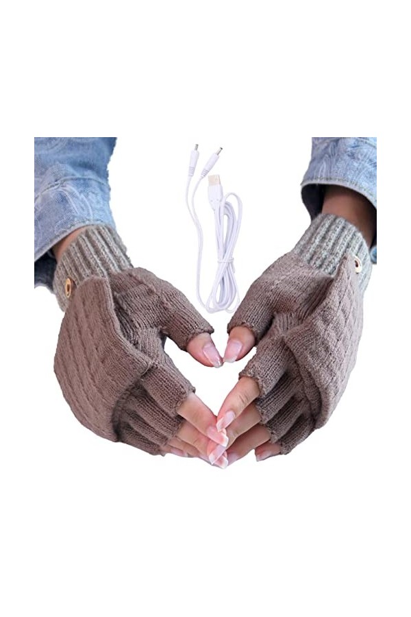 FASSME Mitaines chauffantes – Gants électriques rechargeables pour taper dans le bureau froid | Moufles dhiver chaudes, mita