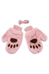 Gants Femme Mignon Cartoon Chat Gants Hiver Épais et Chaud Individuel Sac Créatif Doigt Suspendu Gants Cou BVH141, rose, tail