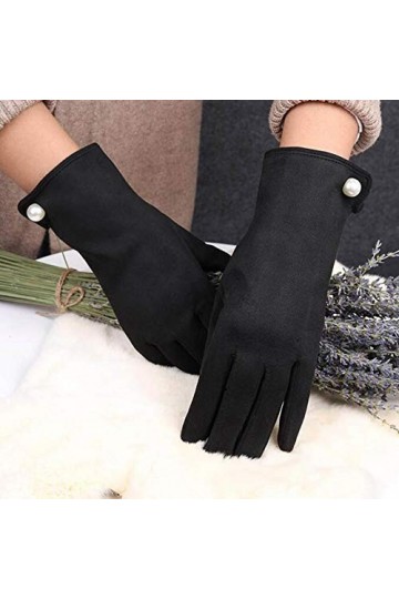 MAPPE Gants pour Femmes Écran Tactile dhiver Plus Velours Chaud Mitaines en Cuir Suédé Vélo Conduite Épaississement Froid Hi