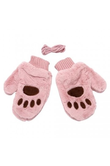 Gants Femme Mignon Cartoon Chat Gants Hiver Épais et Chaud Individuel Créatif Sac Doigt Suspendu Cou Gants MuE68, rose, taill