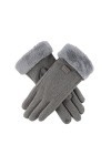KhG401 Gants chauds pour femme avec poils épais Gris Taille unique, gris, Taille Unique
