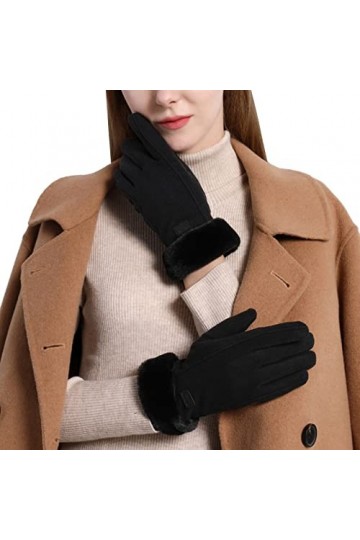 KhG401 Gants chauds pour femme Pour écran tactile Cheveux épais Noir Taille unique, Noir , Taille Unique