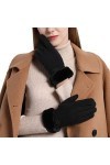 KhG401 Gants chauds pour femme Pour écran tactile Cheveux épais Noir Taille unique, Noir , Taille Unique