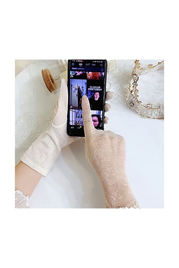 Yoaodpei Nouveau ÉTÉ Sunscreen Gants Femmes Elastic Silk Silk Silk Anti-Skid Travail UV Courtes Élégantes Gants Élégantes Écr