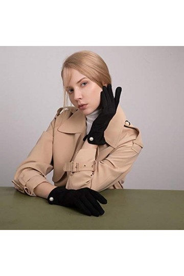 MAPPE Gants pour Femmes Écran Tactile dhiver Plus Velours Chaud Mitaines en Cuir Suédé Vélo Conduite Épaississement Froid Hi