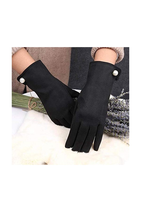 MAPPE Gants pour Femmes Écran Tactile dhiver Plus Velours Chaud Mitaines en Cuir Suédé Vélo Conduite Épaississement Froid Hi