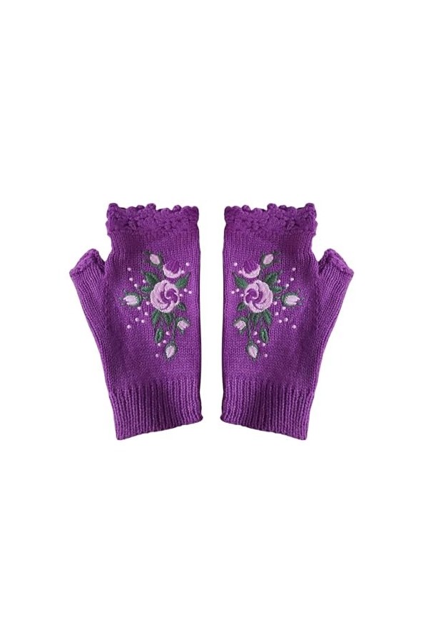 Gants en dentelle pour femmes noir 2023 Gants brodés à la main Gants tricotés à la main Gants tricotés à la main sans doigts 