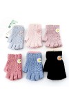 Gants sans Doigts pour Femmes,Gants Mignons Demi-Doigt Marguerite Hiver Gants Chauds en Tricot Extensible sans Doigts pour Fe
