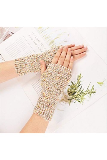 Gants sans Doigts pour Femmes,Gants Thermiques dhiver Créatifs pour Fille Gants sans Doigts Écran Tactile Mitaines Mi-Doigts