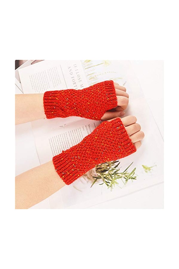 Gants sans Doigts pour Femmes,Gants Thermiques dhiver Créatifs pour Fille Gants sans Doigts Écran Tactile Mitaines Mi-Doigts