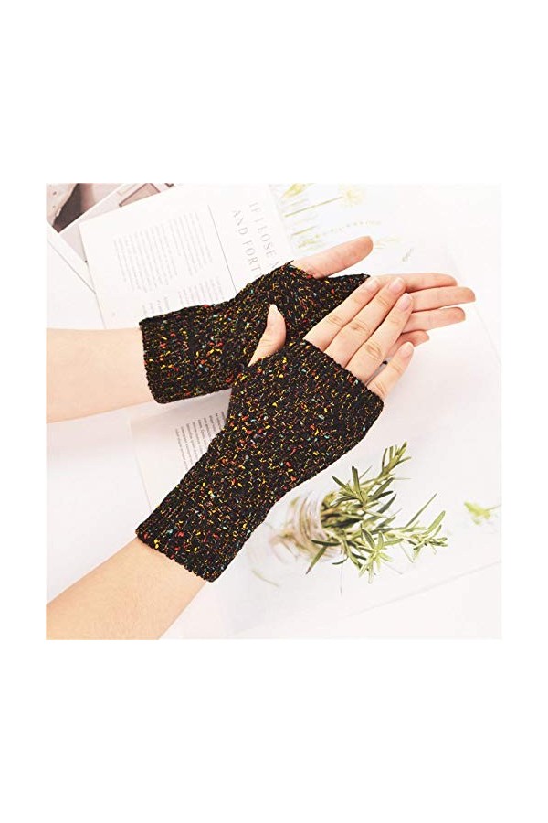 Gants sans Doigts pour Femmes,Gants Thermiques dhiver Créatifs pour Fille Gants sans Doigts Écran Tactile Mitaines Mi-Doigts