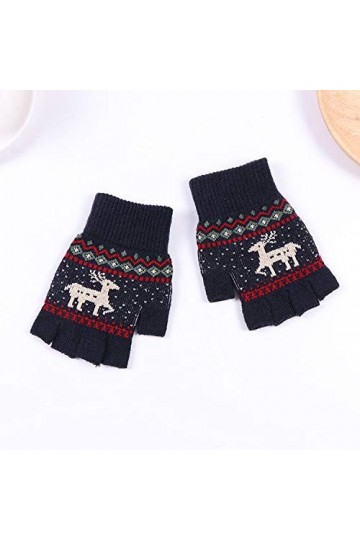 Gants sans Doigts pour Femmes,Hiver Unisexe Gants Thermiques Tricotés pour Fille Gants sans Doigts Écran Tactile Gants Demi-D