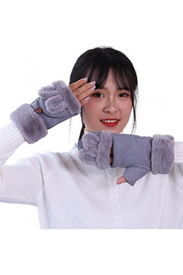Gants thermiques pour femme - Gants dhiver chauds en daim - Poignets élastiques - Gants dhiver doublés chauds - Mitaines po