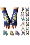 Mitaines pour femme avec broderie florale, chauffe-poignets chauds et doux en tricot pour femmes, mitaines confortables en tr