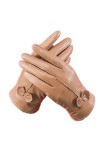 Gants de luxe Fletion - En cuir dagneau - Avec doublure en polaire - Pour femme - Vert - taille unique