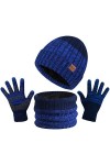 TAGVO 3in1 Bonnet dhiver Bonnet Écharpe Ensemble de Gants pour Homme Femme, Doublure Molleton Doux Chapeau tricoté Chaud Cac