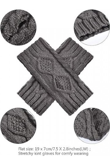 Lot de 2 paires de mitaines pour femme, mitaines dhiver chaudes pour femme, gants et moufles tendance, mitaines tricotées po