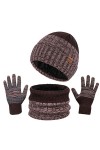 TAGVO 3in1 Bonnet dhiver Bonnet Écharpe Ensemble de Gants pour Homme Femme, Doublure Molleton Doux Chapeau tricoté Chaud Cac
