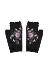 NIUREDLTD Gants sans doigts pour femme - Noir - Accessoires en tricot - Manchettes extensibles - Pour lhiver - Chaudes - Lon