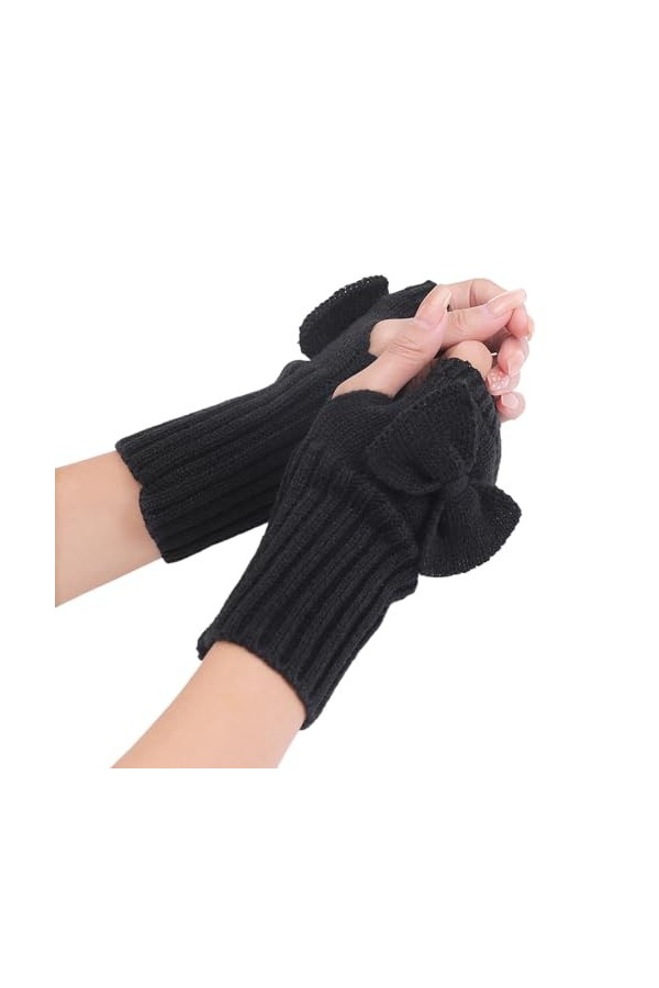 Briskorry Mitaines Mitaines Mitaines Chauffe-mains pour Femmes Gants Tricotés Mitaines Demi Mitaines Chauffe-mains Hiver Manc