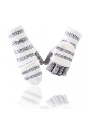 Aolongjs Gants tricotés Rayé Imprimer 2021 Gant Hiver Chaud épaississement Laine Gants tricoté sans Doigts exposé sans Doigt 