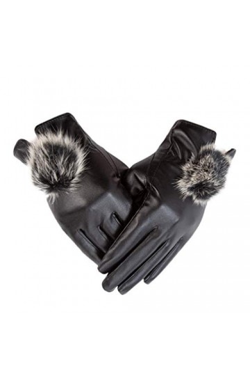 INOOMP Gants chauds en cuir synthétique pour écran tactile, noir