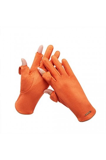 Liyinco Gants sans Doigts en Daim Chauds pour Femmes, Gants sans Doigts en Peluche Chauds pour lhiver, Gants sans Doigts Cha