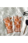 Gants tricotés à la main pour femme - Orange - Automne et hiver - Style rétro - Crochet - Taille unique