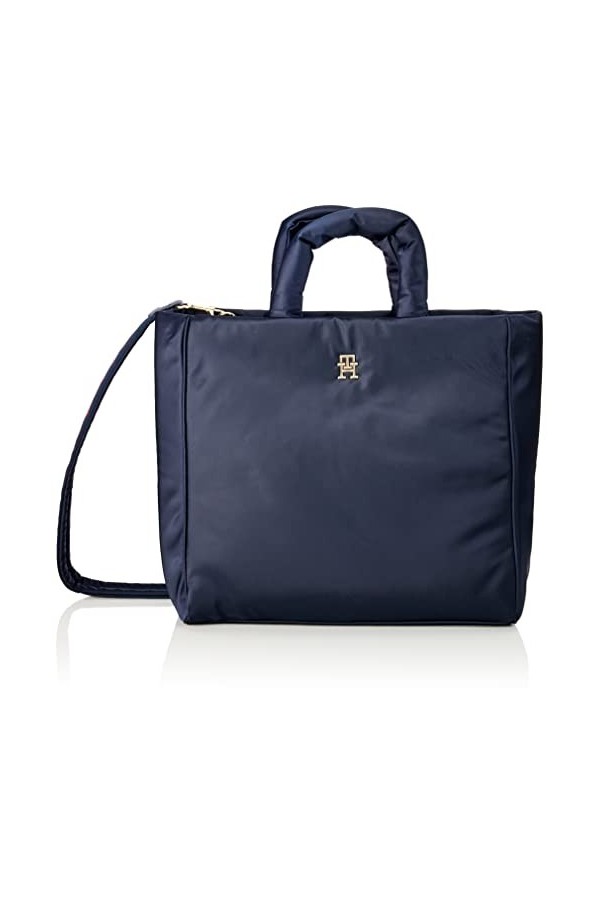 Tommy Hilfiger Cabas Femme Sac TH Flow Tote Solid Fermeture Éclair, Bleu Space Blue , Taille Unique