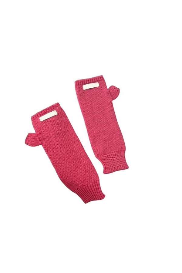 Gants Demi Doigts Pour Femmes Gants Longs Sans Doigts En Tricot Uni Mitaines Thermiques DHiver Trou Pour Le Pouce Chauffe Po