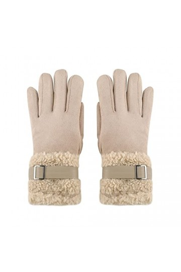 Gants dhiver chauds en peluche brodés pour femme Caractéristiques : gants pour femme, kaki, taille unique