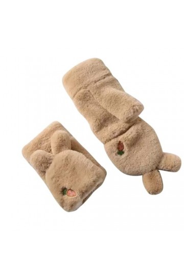 Asudaro Gants à Rabat, Mitaines Dhiver Chaudes Pour Femmes, Gants à Motif Lapin Carotte, Polaire Thermique,Epais Hiver Gants