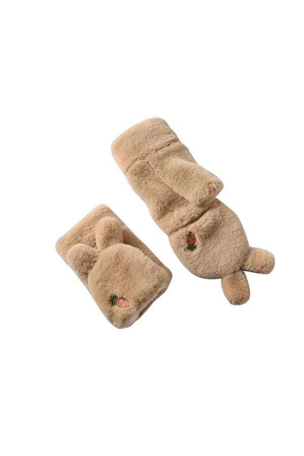 Asudaro Gants à Rabat, Mitaines Dhiver Chaudes Pour Femmes, Gants à Motif Lapin Carotte, Polaire Thermique,Epais Hiver Gants