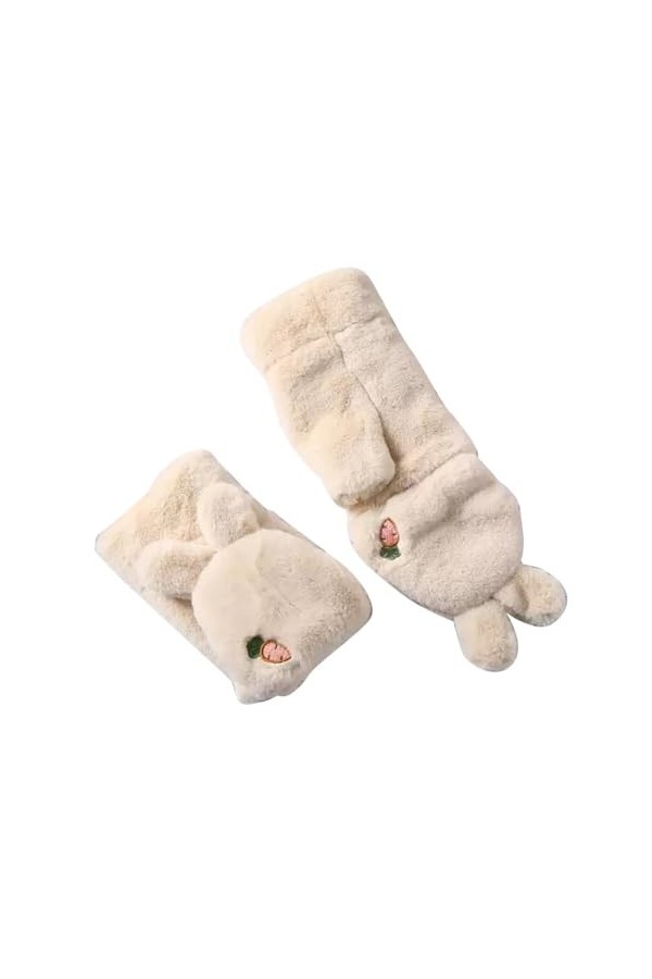 Asudaro Gants à Rabat, Mitaines Dhiver Chaudes Pour Femmes, Gants à Motif Lapin Carotte, Polaire Thermique,Epais Hiver Gants
