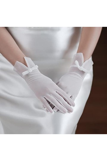 JISADER Gants de mariage de mariée, gants de mariée accessoires de costume pour dames doigts complets gants de danse mitaines